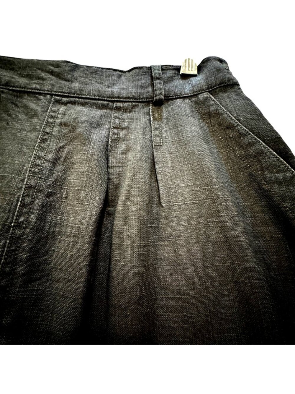 Vintage Gene Ewing BIS Black Linen Skirt Women's Size 8 Retro 1940s Kick Pleat - Picture 6 of 13